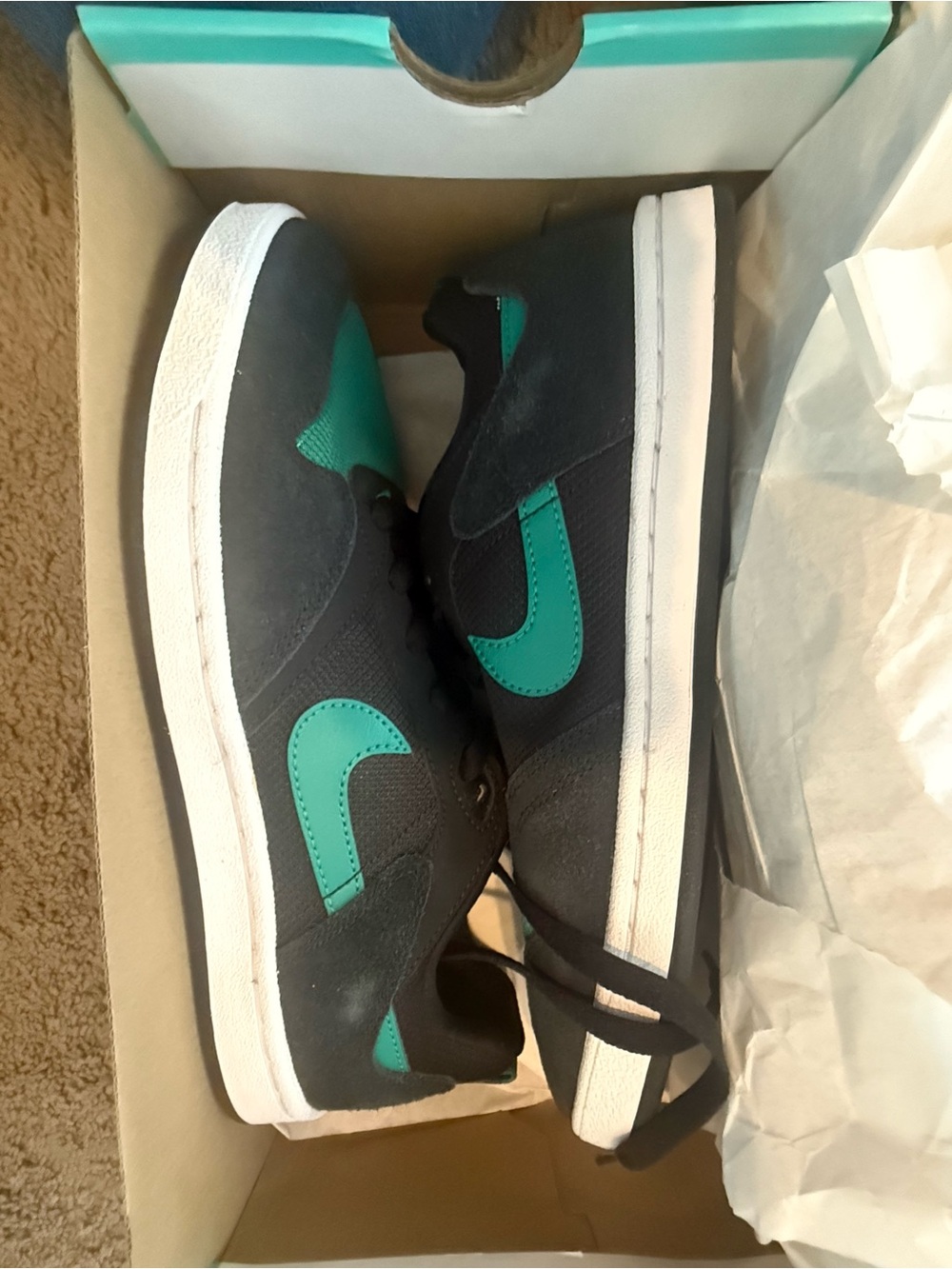 Nike Men's Black and Teal Low-Top Sneakers